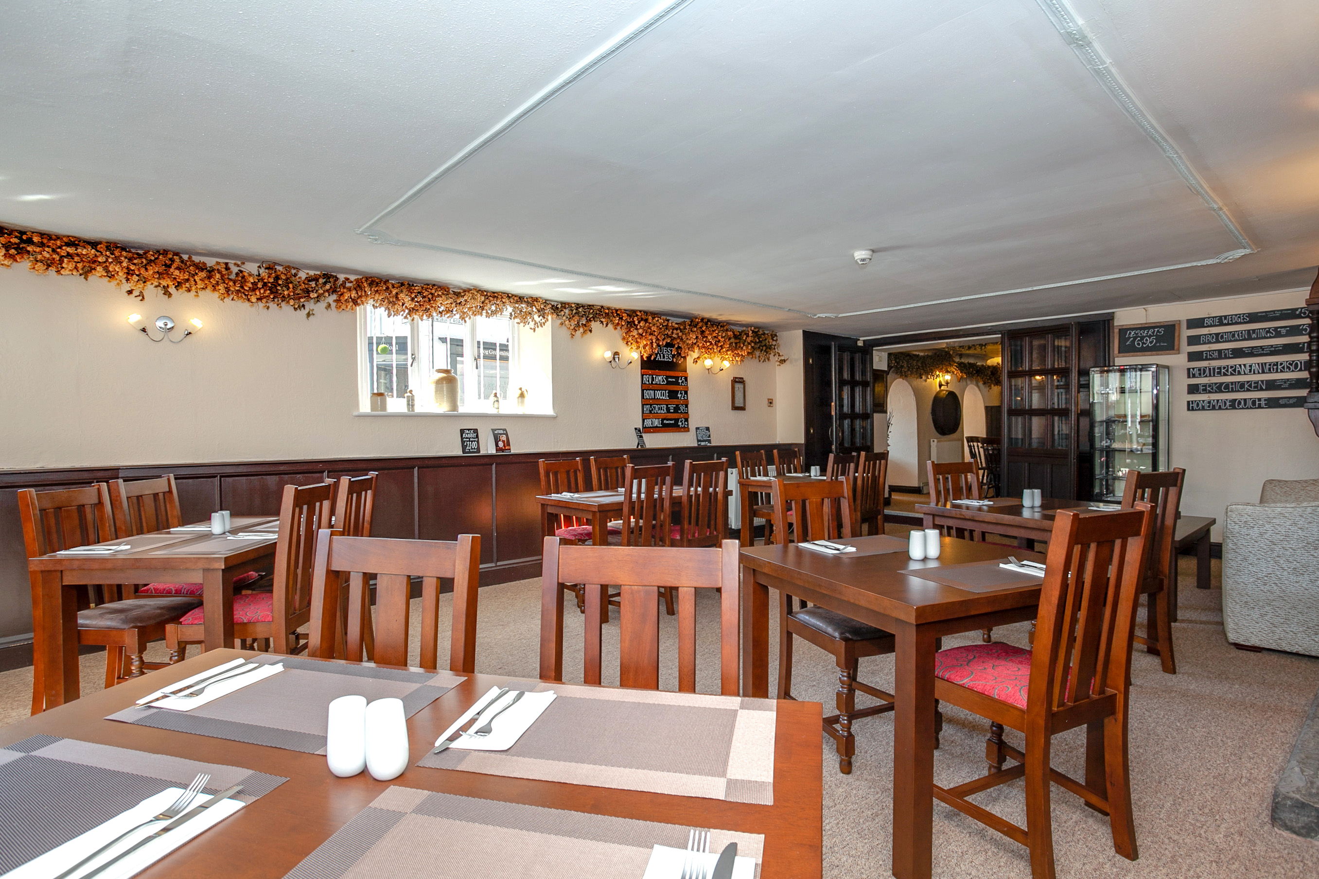 Open plan dining at the coppers malt house restaurant.
